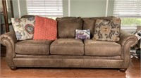 Leather Sofa with Pillows