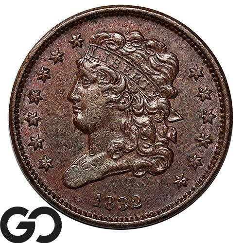 1832 Classic Head Half Cent, AU++/Unc ** Nice Coin