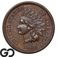 1880 Indian Head Cent, Sharp Near Gem BU++