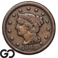 1848 Braided Hair Large Cent, Early Copper Cent