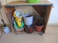 $Deal Wooden cart with plant contents