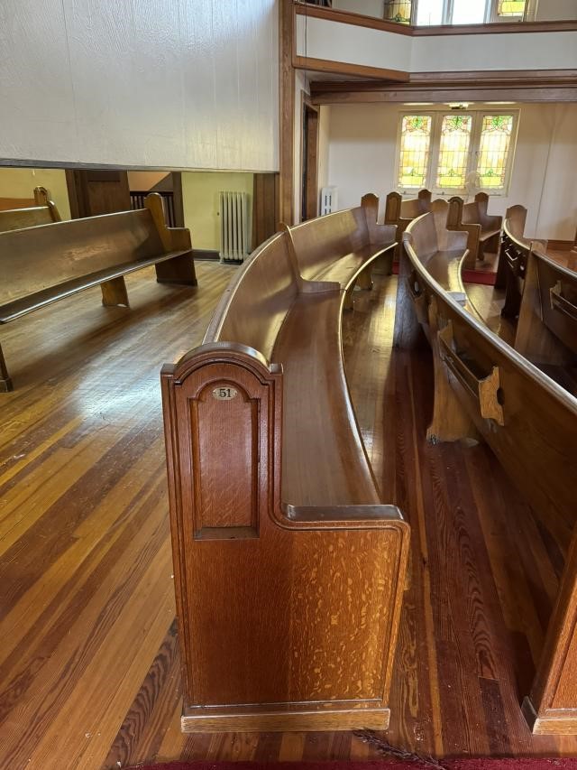 Vintage Wooden Church Pew Curved 272\"  #51 & #52