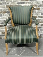 Fauteuil Armchair w/ Green Striped Upholstery
