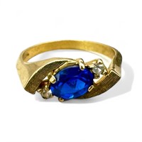 18K Gold w/ Diamond Sapphire Ring
