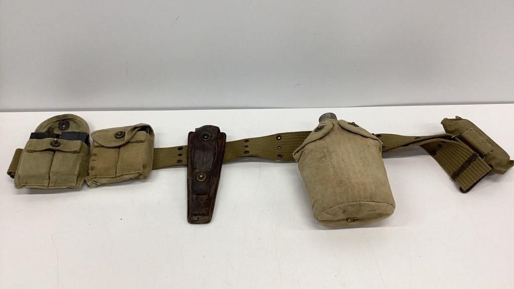 WWII US Army Belt M1 Carbine Magazines, Canteen