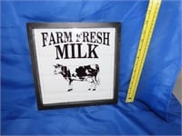 Framed Metal Milk Sign