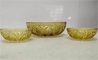 amber coloured glass bowls