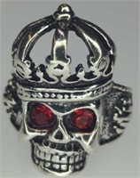 Gemstone eyeball skeleton King ring size 9