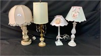 4 ASSORTED FRENCH STYLE AND ITALIAN BEDSIDE LAMPS