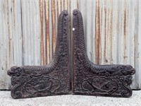 Magnificent Pair Japanese Carved Dragon Bench Arms