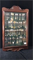 Bombay Co. Souvenir Spoon Cabinet with 46 Spoons