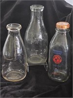 LOT OF VTG DAIRY BOTTLES-HOMESTEAD,LEAF AND 2 CENT