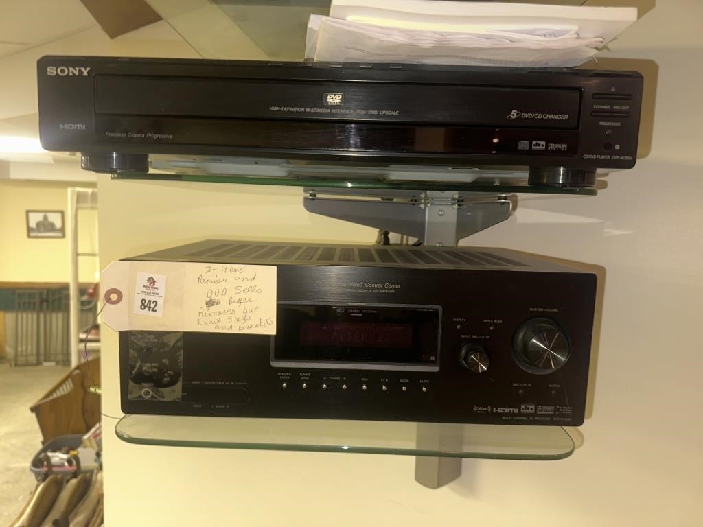Sony receiver and dvd player.  Shelf are not