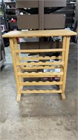 Solid Wood Wine Rack Could Use Refinishing 31.5" W