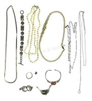 Silver Necklace, Bracelets, Ring & Earrings