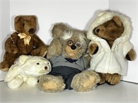 Lot of 4 plush Teddy Bears including Ty and Gund