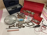 Tool boxes, Chevy hubcap, Buss pole fuses,