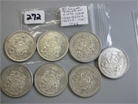 7 Silver Canadian Fifty Cents Coins