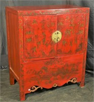 CHINESE RED LACQUERED CABINET