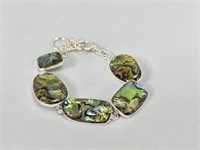 925 Sterling Silver and Abalone Link Bracelet