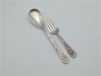 Stieff Rose Sterling BABY Fork & SUGAR Spoon 59gm