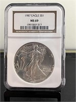 1987 American Silver Eagle NGC MS 69