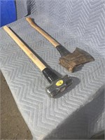 8 pound sledge hammer and a splitting axe