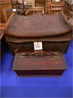 Leather Covered Stagecoach Trunk & Primitive -