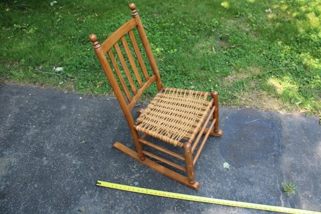 Antique Rocking Chair with Rope Seat