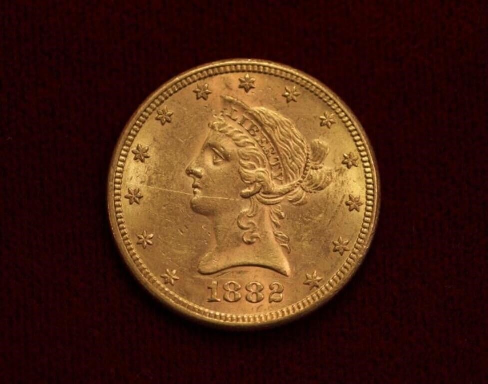 1882 Gold Liberty $10 1866-1907