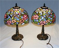 Pair of Matching Dragonfly Stained Glass Lamps