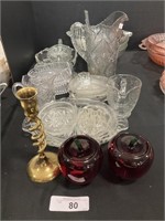 EAPG Glassware, Shannon Crystal Apple Dishes.