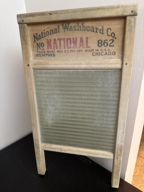 Vintage Washboard and Folding Chairs