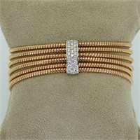 platinum 18kt rose gold springy cuff bracelet