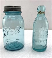 Vintage glass jar and bottle