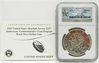 2015 P U.S. MARSHALL SILVER COMM NGC MS70