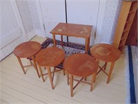 5 PIECE END TABLE SET MAPLE WOOD FINISH