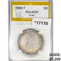 1808/7 Capped Bust Half Dollar PGA AU55 O-101