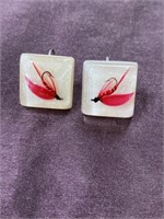 Painted fishhook design flip earrings