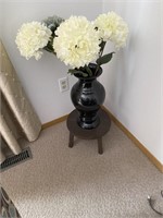 Footstool with Vase & Giant White Faux Hydrangeas