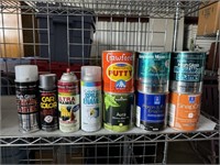 SPRAY PAINT, PAINT GALLONS & PUTTY