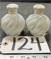 Pair of White Glass Perfume Bottles