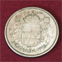 Silver 1958 Canada 50 Cent Coin