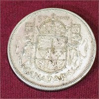 Silver 1956 Canada 50 Cent Coin