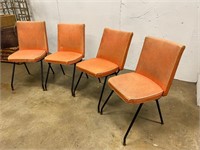 4 Mid Century Orange Dining Chairs