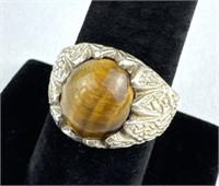 925 Silver Tiger Eye Band Ring