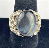 925 Silver Sillimanite Cat's Eye Ring