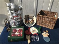 Basket of Christmas Items- Ornaments, Nativity