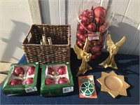 Basket of Christmas Items- Ornaments, Angels,