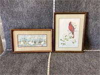 Geese and Cardinal Framed Art